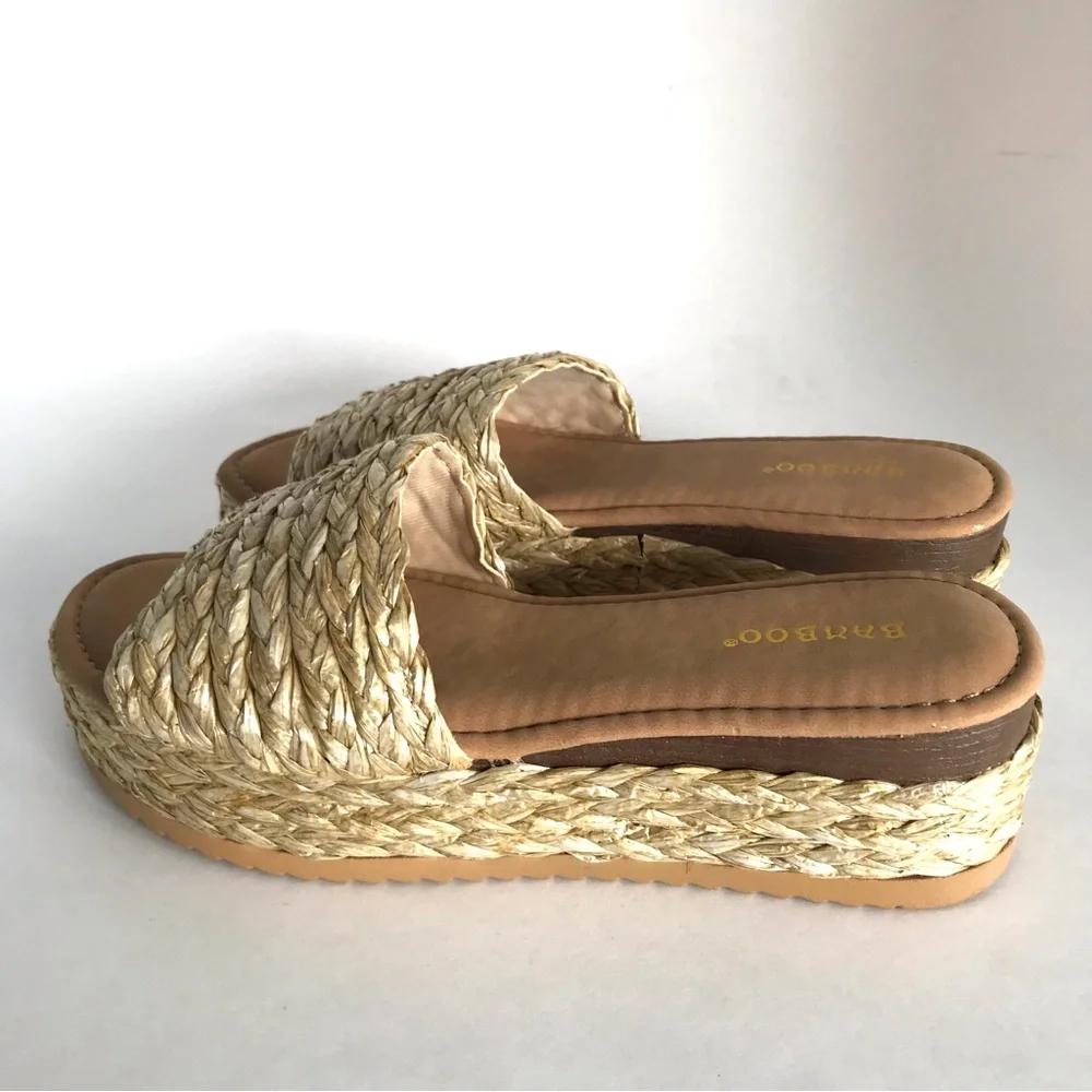 Raffia Platform Slip On Sandals (7) - Picture 13 of 13